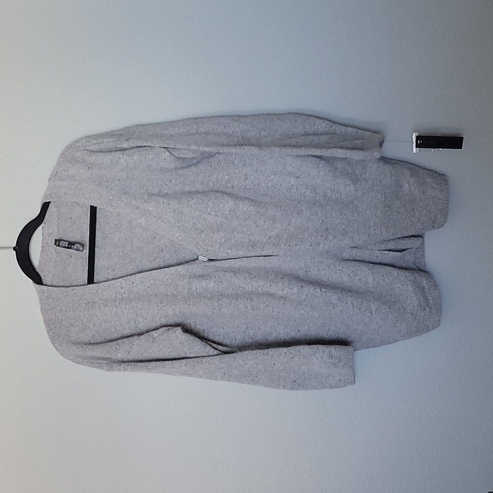 Cirana Preppy Academia NWT XL gray wool blend long line cardigan - Picture 2 of 7